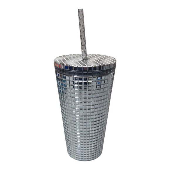 Starbucks 2023 Holiday Christmas Mirror Silver Grid Tumbler Grande 16oz Mosaic - Picture 7 of 8